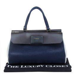 Pre Owned Furla Tri Color Leather Patty Tote