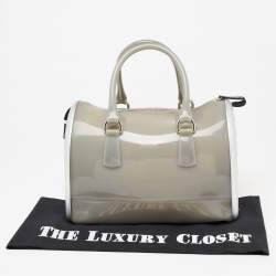 Pre Owned Furla Grey/Silver Rubber And Aluminum Medium Candy Satchel
