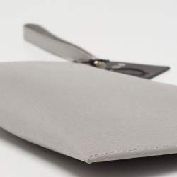Pre Owned Furla Grey Leather Zip Slim Wristlet Pouch 