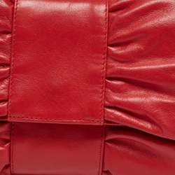 Pre Owned Furla Red Leather Bow Clutch