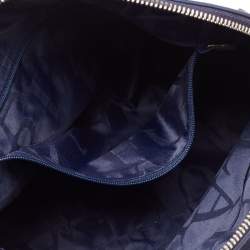 Pre Owned Furla Navy Blue Leather Logo Satchel