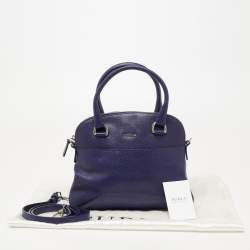 Pre Owned Furla Navy Blue Leather Logo Satchel