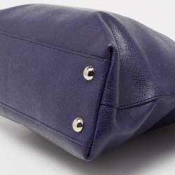 Pre Owned Furla Navy Blue Leather Logo Satchel