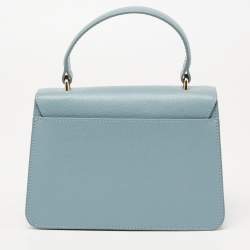 Pre Owned Furla Light Blue Leather Bella Top Handle Bag