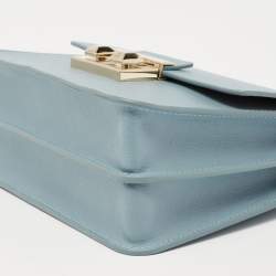 Pre Owned Furla Light Blue Leather Bella Top Handle Bag