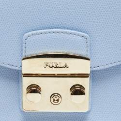 Pre Owned Furla Blue Leather Metropolis Top Handle Bag