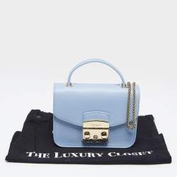Pre Owned Furla Blue Leather Metropolis Top Handle Bag
