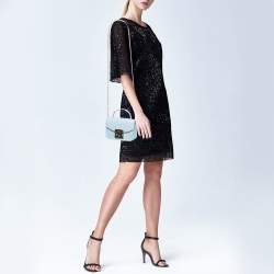 Pre Owned Furla Blue Leather Metropolis Top Handle Bag