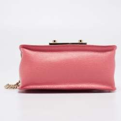 مملوكة مسبقًا Furla Coral Pink Saffiano Leather Mini Metropolis Chain Shoulder Bag