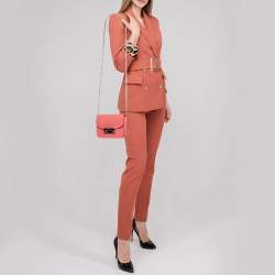 مملوكة مسبقًا Furla Coral Pink Saffiano Leather Mini Metropolis Chain Shoulder Bag