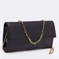 Pre Owned Furla Black Leather Wallet On Chain
