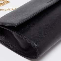 Pre Owned Furla Black Leather Wallet On Chain
