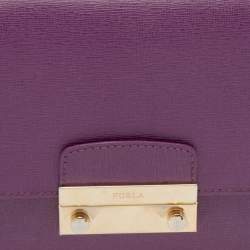 Pre Owned Furla Purple Leather Julia Chain Shoulder Bag
