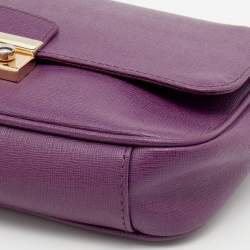 Pre Owned Furla Purple Leather Julia Chain Shoulder Bag