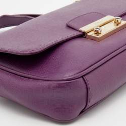 Pre Owned Furla Purple Leather Julia Chain Shoulder Bag