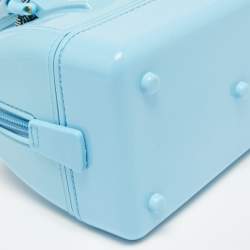 Pre Owned Furla Light Blue Rubber Mini M Candy Boston Bag
