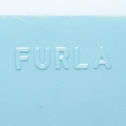 Pre Owned Furla Light Blue Rubber Mini M Candy Boston Bag
