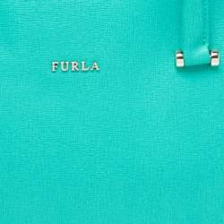 Pre Owned Furla Aqua Green Leather Linda Tote