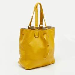 Pre Owned Furla Mustard Leather Drawstring Tote