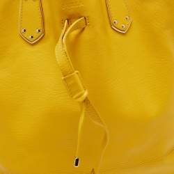 Pre Owned Furla Mustard Leather Drawstring Tote
