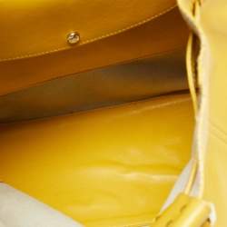 Pre Owned Furla Mustard Leather Drawstring Tote