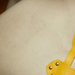 Pre Owned Furla Mustard Leather Drawstring Tote