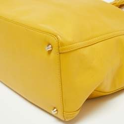 Pre Owned Furla Mustard Leather Drawstring Tote