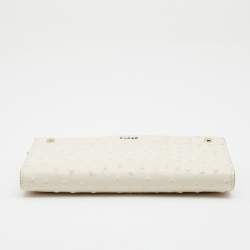 Pre Owned Furla Cream Ostrich Embossed Leather Continental Wallet