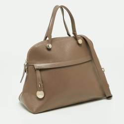 Pre Owned حقيبة ساتشل فورلا بيبر دوم جلد بيج داكن