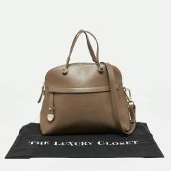 Pre Owned حقيبة ساتشل فورلا بيبر دوم جلد بيج داكن