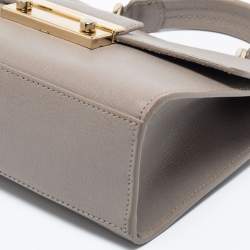 Pre Owned Furla Grey Leather Julia Top Handle Bag
