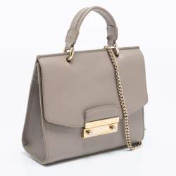 Pre Owned Furla Grey Leather Julia Top Handle Bag