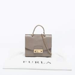 Pre Owned Furla Grey Leather Julia Top Handle Bag