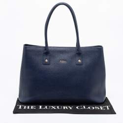Pre Owned Furla Blue Leather Linda Tote