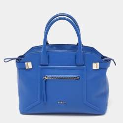 Furla Blue Leather Alice Satchel