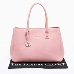 Pre Owned Furla Pink Leather Linda Tote
