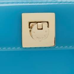 Furla Blue Glossy Rubber Mini Candy Top Handle Bag