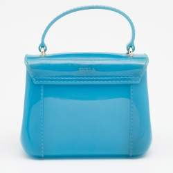 Furla Blue Glossy Rubber Mini Candy Top Handle Bag