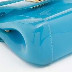 Furla Blue Glossy Rubber Mini Candy Top Handle Bag