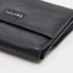 Pre Owned Furla Black Leather Trifold Wallet