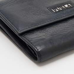 Pre Owned Furla Black Leather Trifold Wallet