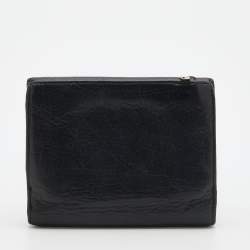 Pre Owned Furla Black Leather Trifold Wallet
