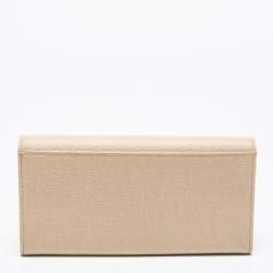 Pre Owned Furla Beige Leather Pushlock Flap Continental Wallet