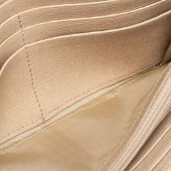 Pre Owned Furla Beige Leather Pushlock Flap Continental Wallet