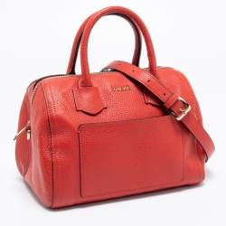 Pre Owned Furla Red Leather Alba S Satchel Bag