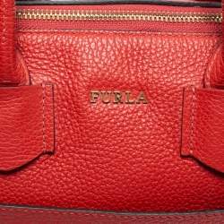 Pre Owned Furla Red Leather Alba S Satchel Bag