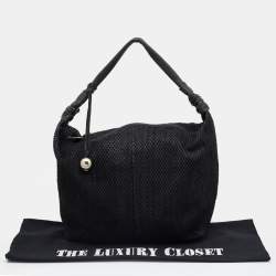 Furla Black Python Embossed Leather Hobo
