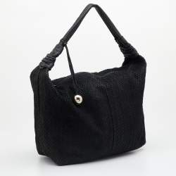 Furla Black Python Embossed Leather Hobo