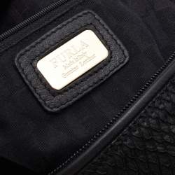 Furla Black Python Embossed Leather Hobo