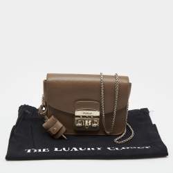 Pre Owned Furla Brown Leather Mini Metropolis Chain Crossbody Bag
